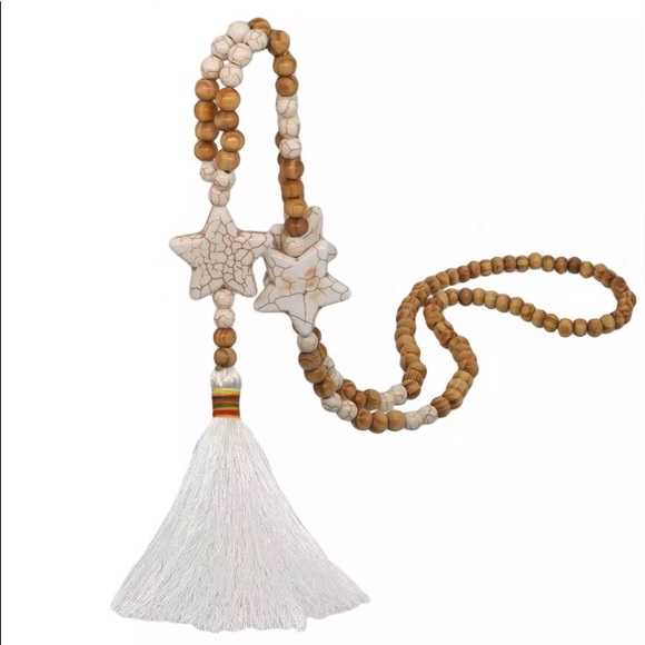 Long Mixed Media Star Tassel Necklace - Picture 2 of 8